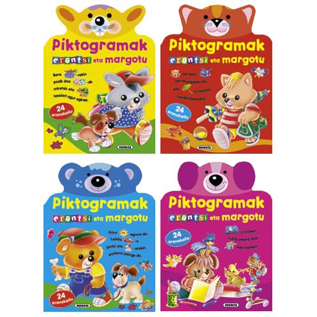 Piktogramak erantsi eta margotu (4 titulu) (Tapa blanda)