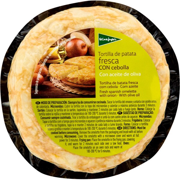 mini tortilla de patata fresca con cebolla sin gluten envase 200 g · EL