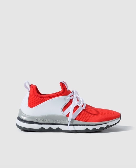 Con Armani Cierre Zapatillas Color Mujer Cordones De Exchange Rojo Deportivas sQdCthxr