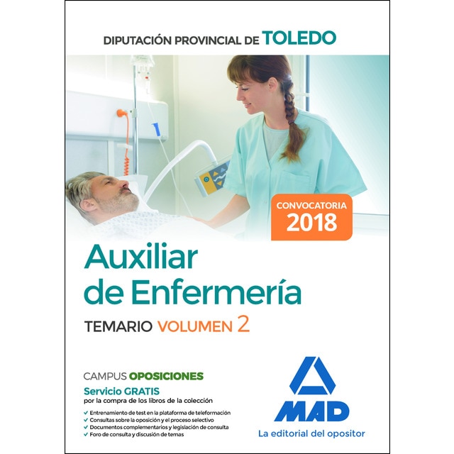 Auxiliar de enfermería de la diputación provincial de toledo. Volumen 2 (Tapa blanda)