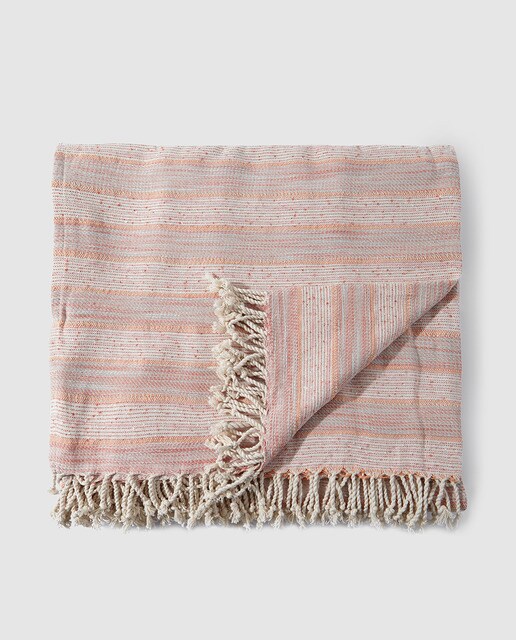 Kikoy de algodão rosa às riscas