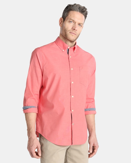 camisa coral hombre