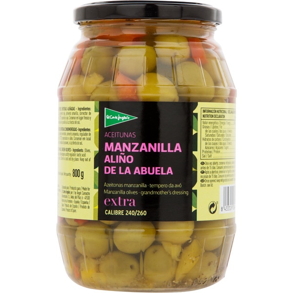 aceitunas manzanilla aliño de la abuela frasco 500 g · EL CORTE INGLES