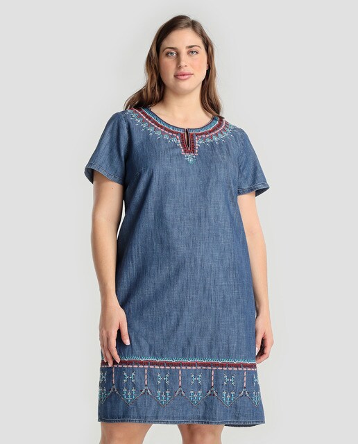 Antea Plus Mujer Tallas Grandes · Moda · El Corte Inglés · 2 Vestido de tencel de mujer talla grande Antea Plus con bordados