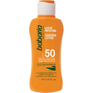 BABARIA Aloe Vera protective sun lotion SFP-50 tan accelerator water-resistant flask 100 ml