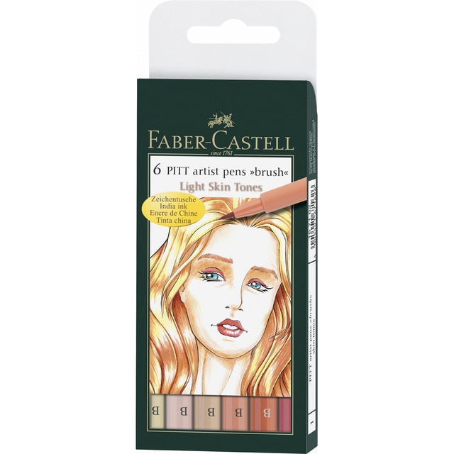 Estuche 6 Rotuladores PITT artist pen B Faber Castell Tono Piel