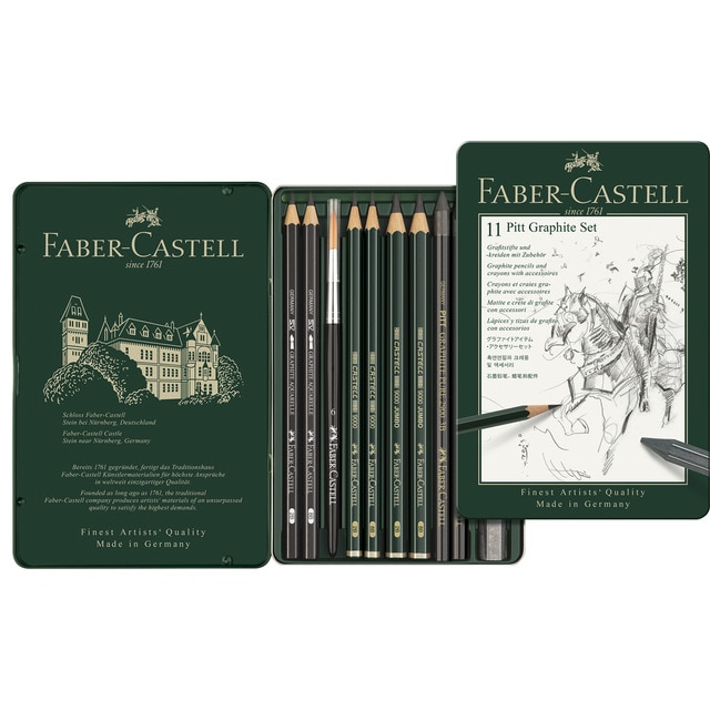 Estuche Metal PITT Graphite 11 Piezas Faber Castell.