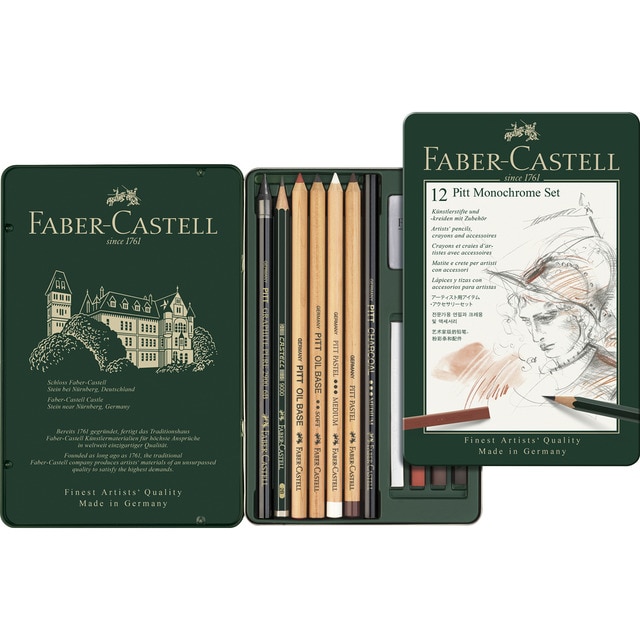 Estuche Metal PITT Monochrome 12 Unidades Faber Castell.