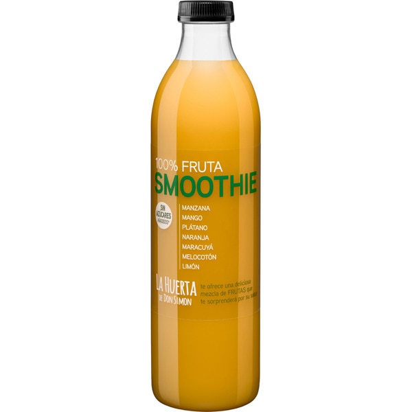 DON SIMON La Huerta smoothie 100% fruta  manzana, mango, plátano, naranja, maracuyá, melocotón    y limón sin azúcares añadidos botella 750 ml