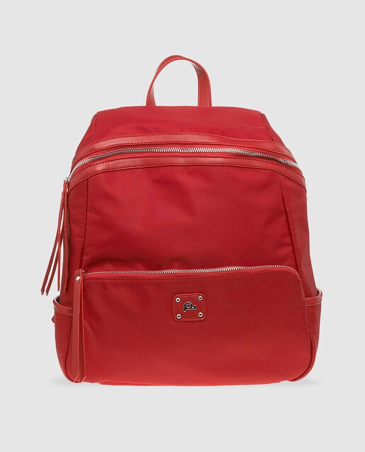 Mochila Con · De Rojo Nylon Dayaday Moda En Mujer Cremallera TF31JlKc