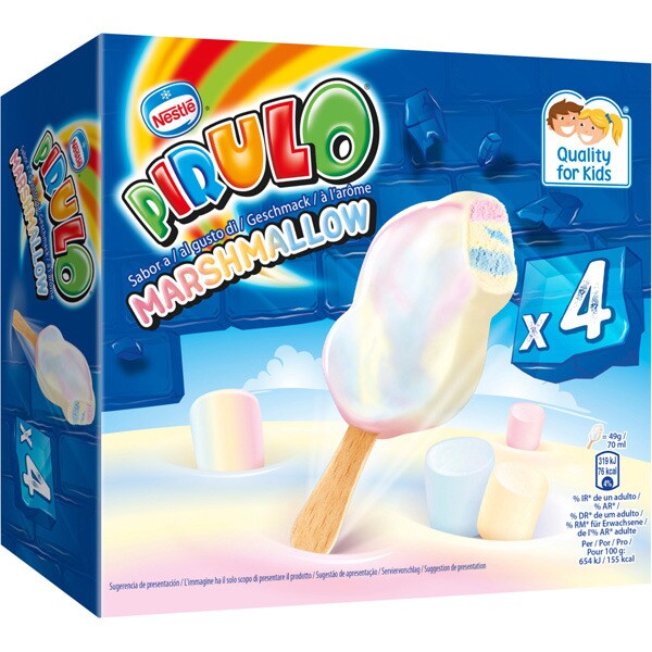helado con sabor marshmallow sin gluten 4 unidades estuche 280 ml
