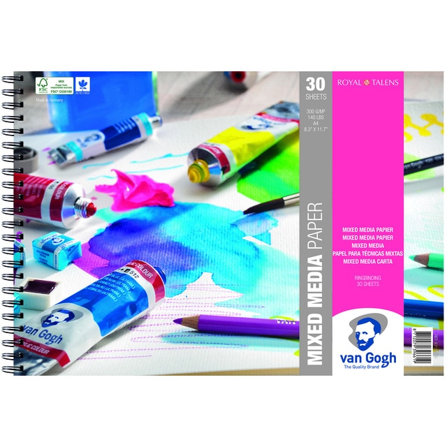 Bloc Con Espiral para Tecnicas Mixtas 30 grms M2 30 Hojas 21 X 29,7 cms Van Gogh Multicolor.