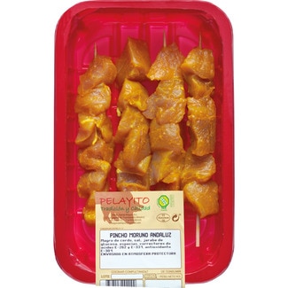 PELAYITO pincho moruno andalúz de cerdo sin gluten 4 unidades peso aproximado bandeja 300 g