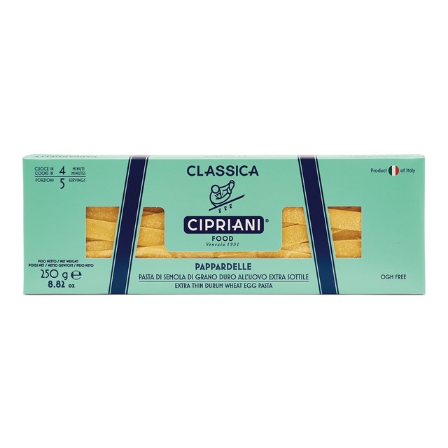 Pasta italiana Pappardelle bianchi extra fino al huevo Cipriani