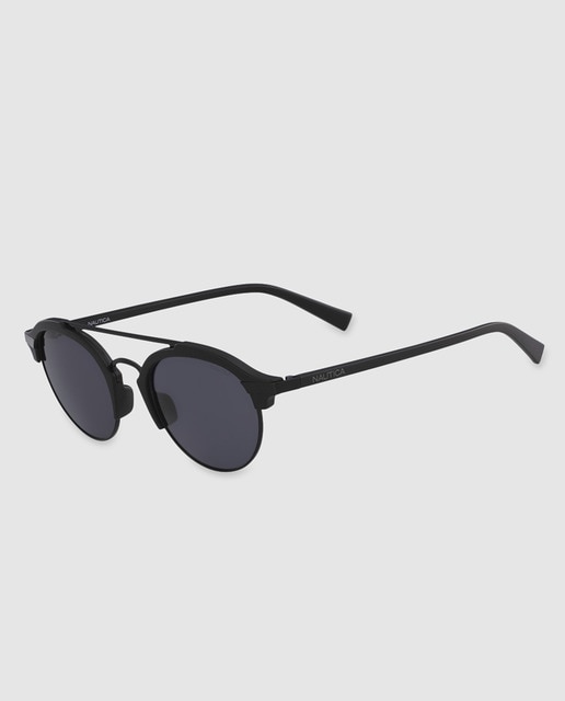 Gafas de sol de hombre redondas negras con doble puente · Nautica