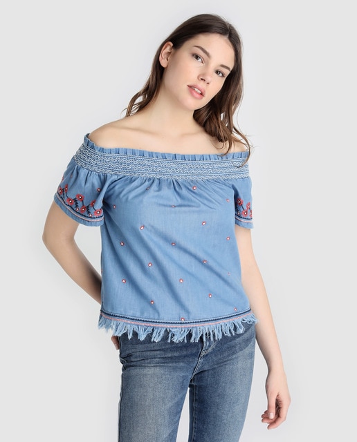 blusa de jeans mujer