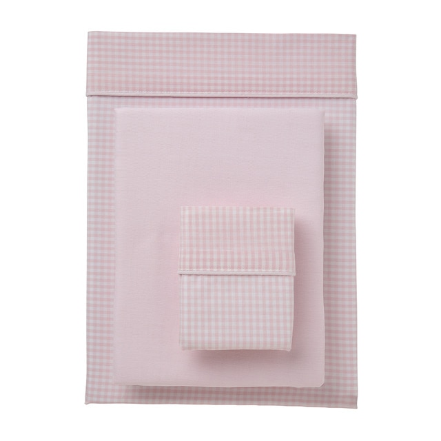 Juego de Sábanas 3 Piezas para Cuna (60 x 120 cm.) Cotton Juice Baby Home Cuadro Vichy rosa