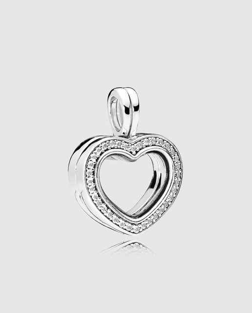 charm colgante en plata de ley locket corazón brillante pandora