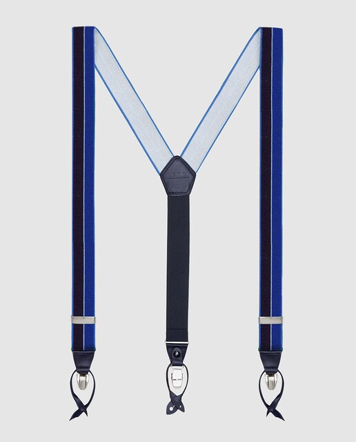 Suspensórios elásticos em tons azuis