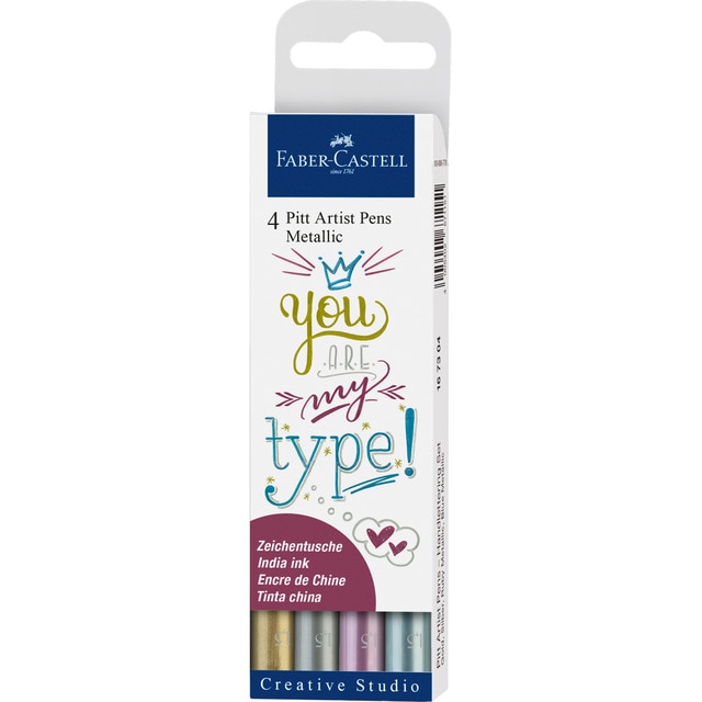 Estuche 4 Rotuladores Pitt Pen Faber Castell Metálicos Multicolor.