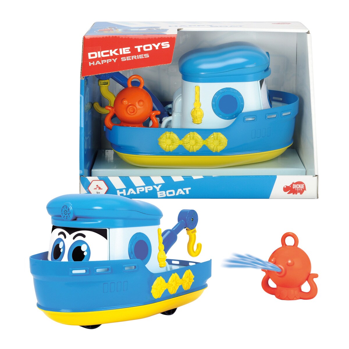 Dickie Toys Happy series barco de juguete boat con ruedas y pulverizador agua niños partir 1 año 25 cm pulpito otros baño simba edad 12