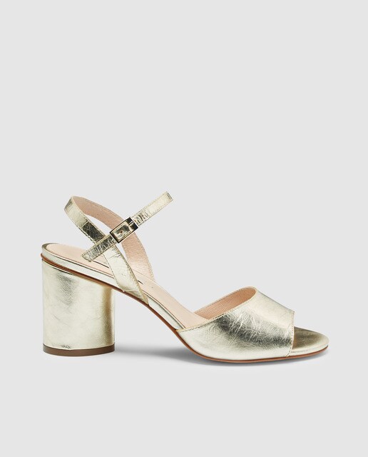Basic De Zendra Oro Mujer Piel Sandalias Color Tacón En WEYD9H2I