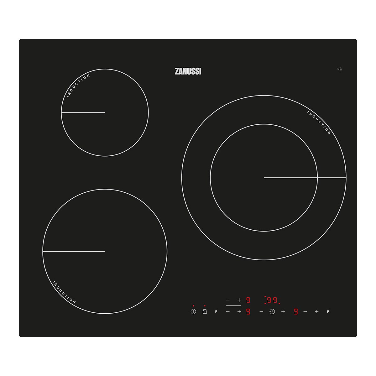 Placa de inducción Zanussi ZM6233IOK con 3 zonas de cocción