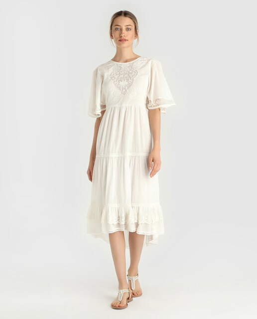 women's white embroidered dress