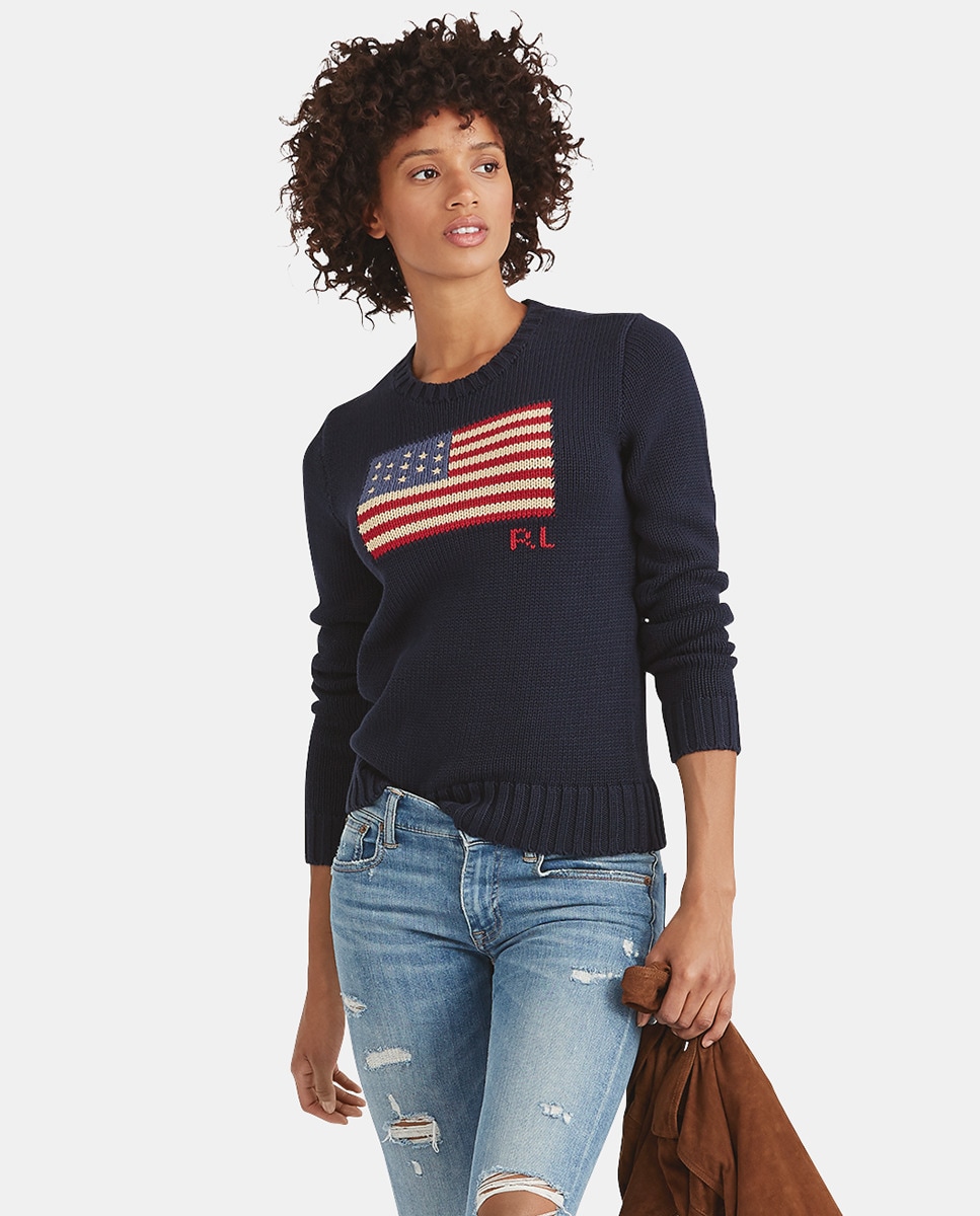 Pull femme Polo Ralph Lauren à manches longues et imprimé drapeau · Polo Ralph Lauren · Mode