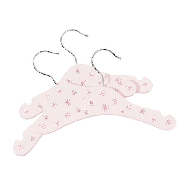 Pack de 3 perchas infantiles Cotton Juice Baby Home de madera estampadas rosa
