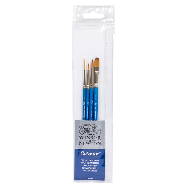 Set 4 Pinceles de Acuarela Mango Corto Cotman Winsor & Newton.