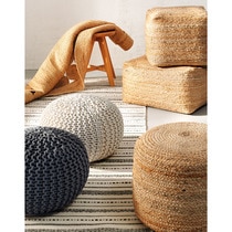 El Corte Inglés Jute rectangular outdoor pouffe