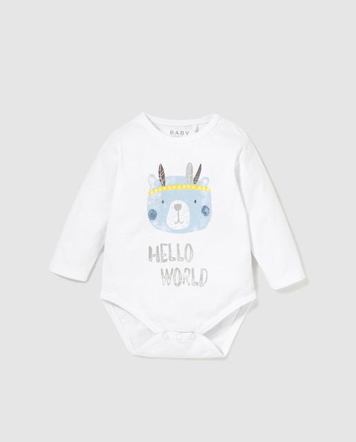 Brotes White Hello World Bodysuit For Babies Brotes Fashion El Corte Ingles