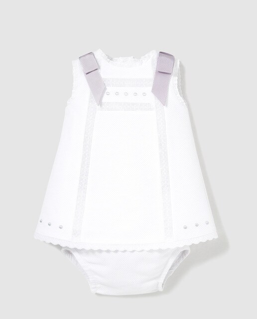 Babygrow de piqué de Recém-nascido Dulces branco com laços