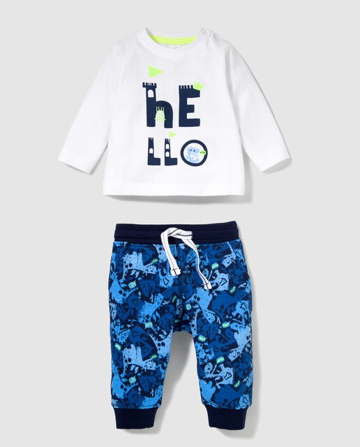 Conjunto de bebé menino Freestyle bicolor "HELLO"