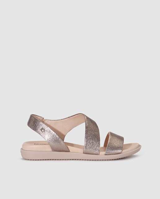 women's grey flat sandals