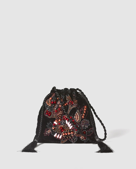 velvet bucket bag