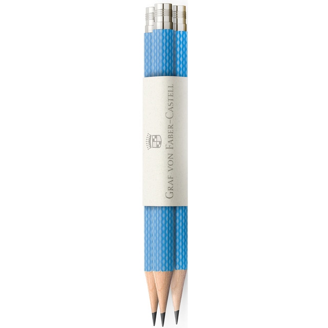 3 Lápices Perfectos Guilloche Graf Von Faber-Castell Azul Claro.