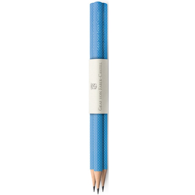 3 Lápices Guilloche Graf Von Faber-Castell Azul Claro.
