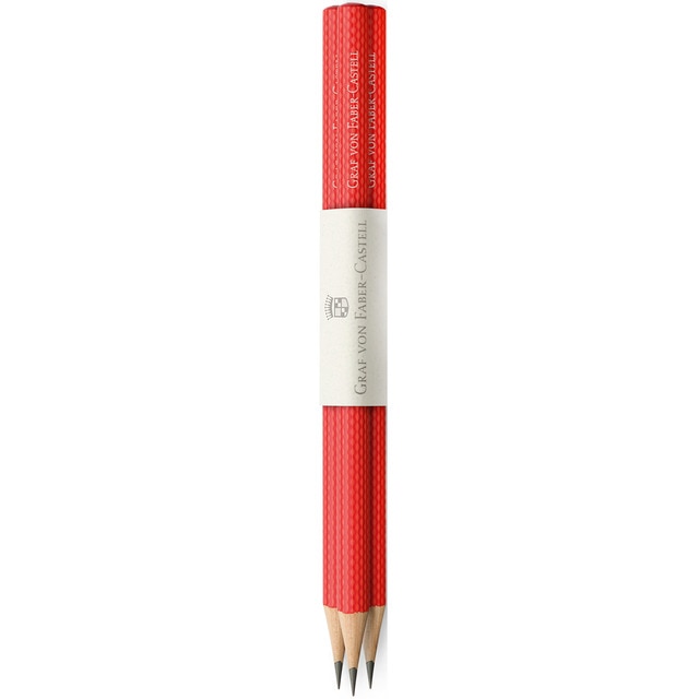 3 Lápices Guilloche Graf Von Faber-Castell Rojo Indio.