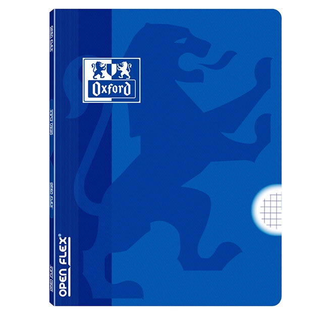 Libreta Grapada School Plástico Formato A4 48 Hojas Cuadricula 4mm Tapa Plástico Openflex Oxford Azul.