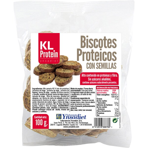 KL PROTEIN biscotes proteicos con semillas envase 100 g