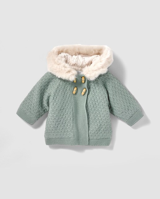 Casaco de bebé Dulces verde com pêlo