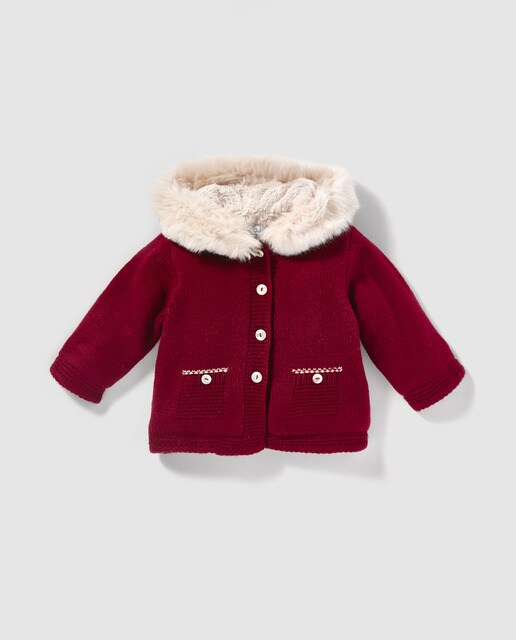 Casaco de bebé Dulces vermelho com pêlo