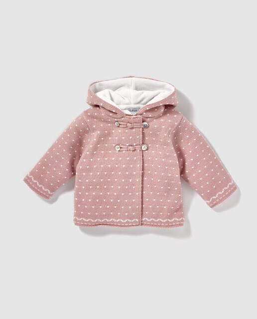 Casaco de bebé Dulces rosa às bolinhas