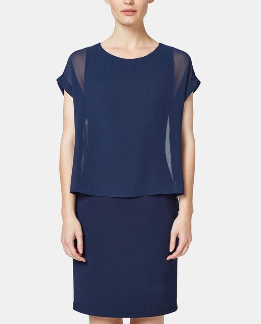 navy blue chiffon blouse