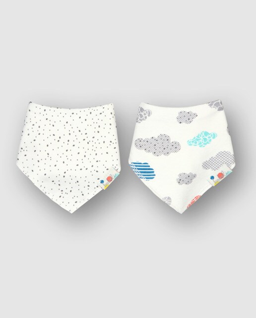 Pack de bebé Boboli de 2 babetes tira baba com forma de nuvens