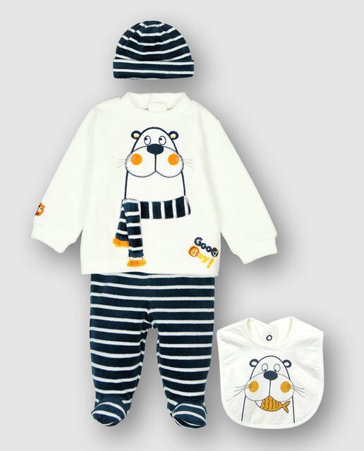 Conjunto de bebé Boboli de quatro peças azul-marinho