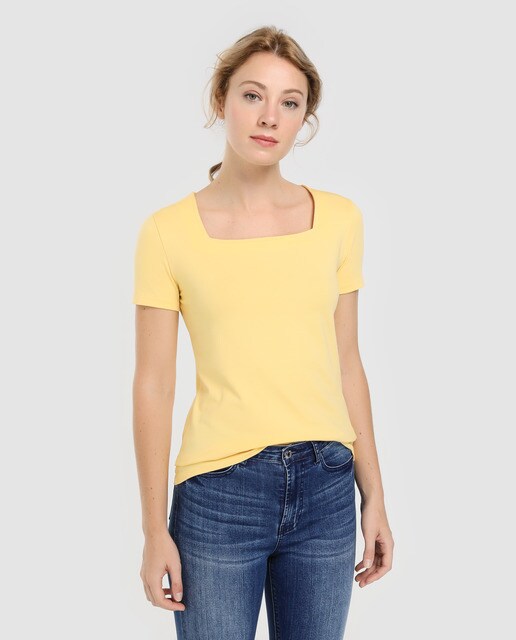 Camiseta Con Escote Cuadrado Corta Manga Mujer Guitare Y De r6Oxtpqwr