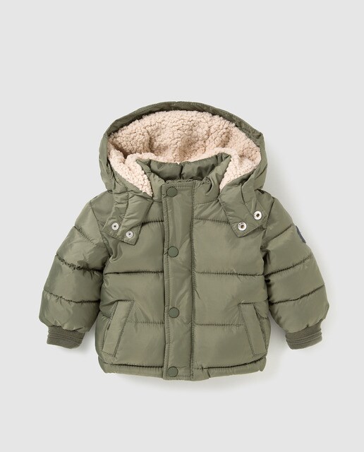 Parka de bebé menino Brotes caqui com pêlo de borrego